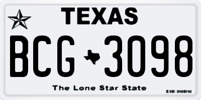 TX license plate BCG3098