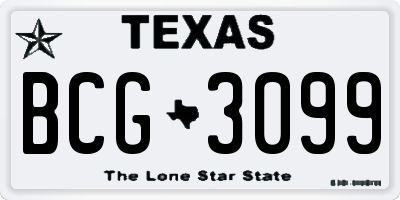 TX license plate BCG3099