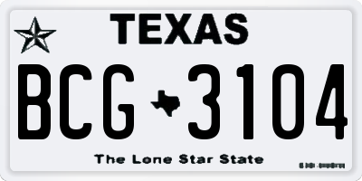 TX license plate BCG3104
