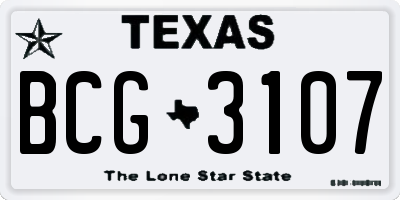 TX license plate BCG3107