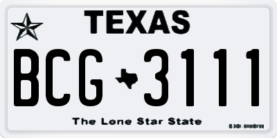 TX license plate BCG3111