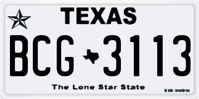 TX license plate BCG3113