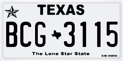 TX license plate BCG3115