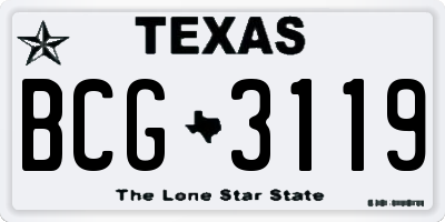 TX license plate BCG3119
