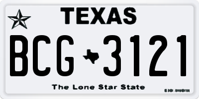 TX license plate BCG3121