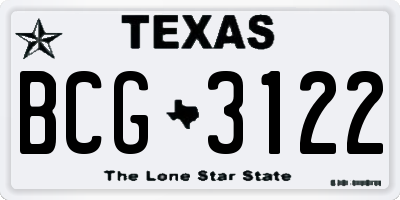 TX license plate BCG3122