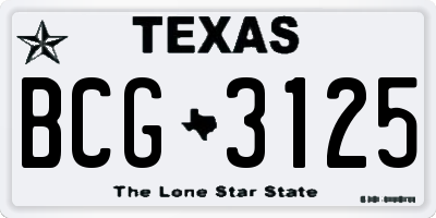 TX license plate BCG3125