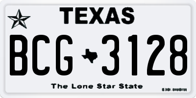 TX license plate BCG3128