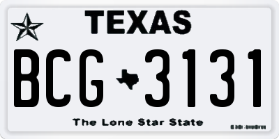 TX license plate BCG3131