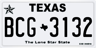 TX license plate BCG3132