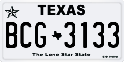 TX license plate BCG3133