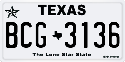 TX license plate BCG3136