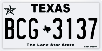 TX license plate BCG3137