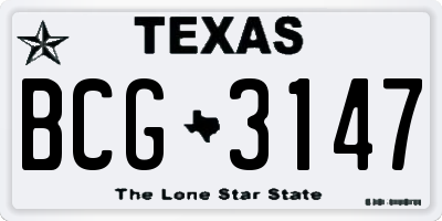 TX license plate BCG3147