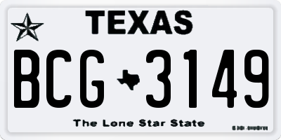 TX license plate BCG3149