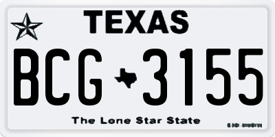 TX license plate BCG3155