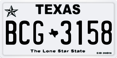 TX license plate BCG3158