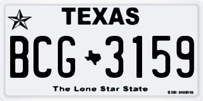 TX license plate BCG3159