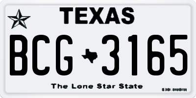TX license plate BCG3165