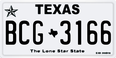 TX license plate BCG3166