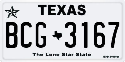 TX license plate BCG3167