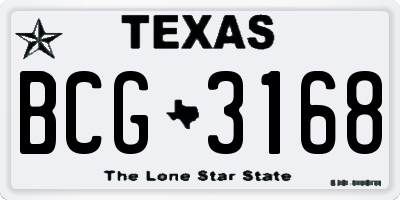 TX license plate BCG3168