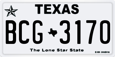 TX license plate BCG3170