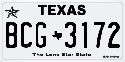 TX license plate BCG3172
