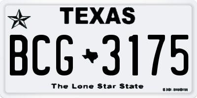 TX license plate BCG3175