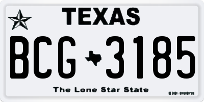 TX license plate BCG3185