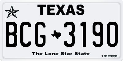 TX license plate BCG3190