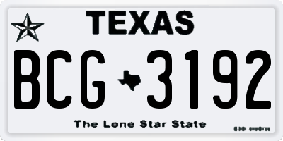 TX license plate BCG3192