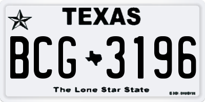 TX license plate BCG3196