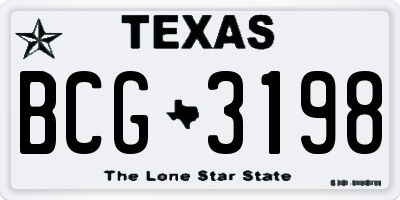 TX license plate BCG3198