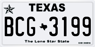 TX license plate BCG3199