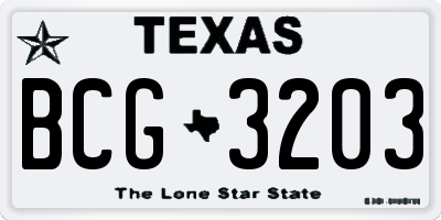 TX license plate BCG3203