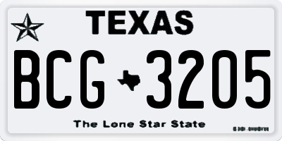 TX license plate BCG3205