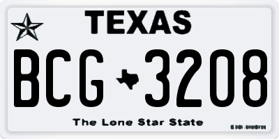 TX license plate BCG3208
