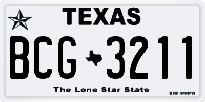 TX license plate BCG3211