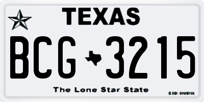 TX license plate BCG3215
