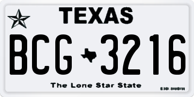 TX license plate BCG3216