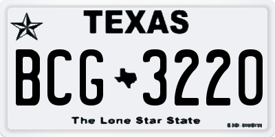 TX license plate BCG3220