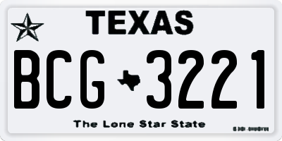 TX license plate BCG3221