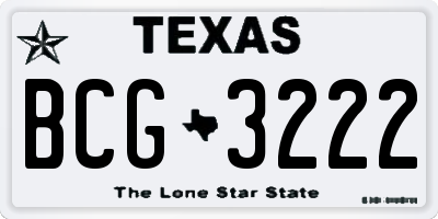 TX license plate BCG3222