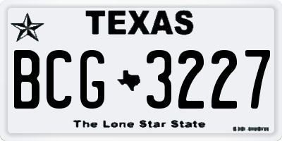 TX license plate BCG3227
