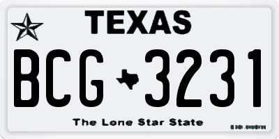 TX license plate BCG3231