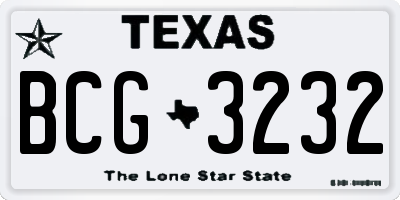 TX license plate BCG3232