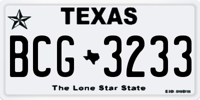 TX license plate BCG3233
