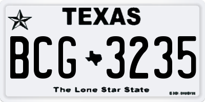TX license plate BCG3235