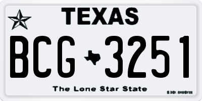 TX license plate BCG3251